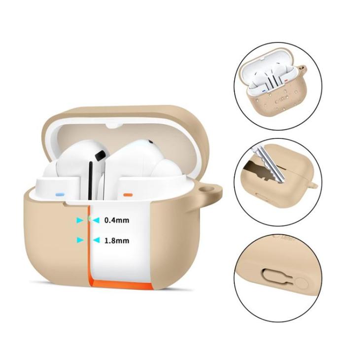 Tech-Protect - Tech-Protect Galaxy Buds 3/3 Pro Skal Silikon Hook - Cafe Latte