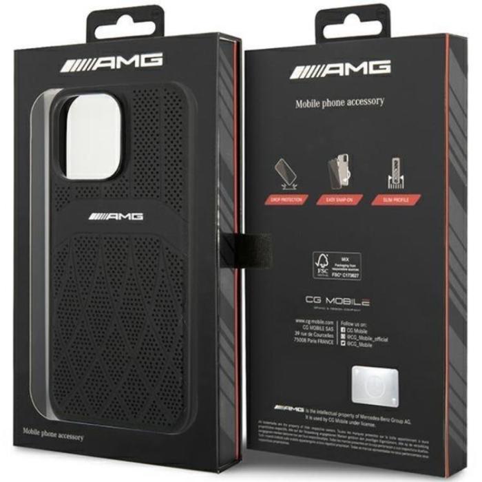 Mercedes - AMG iPhone 14 Pro Mobilskal Magsafe Läder Curved Lines