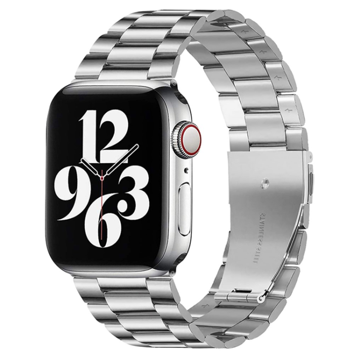 A-One Brand - Apple Watch 42/44/45/46/49mm Armband Stainless Steel - Silver