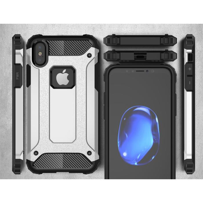 UTGATT4 - Hybrid Armor Mobilskal till iPhone XS / X - Silver