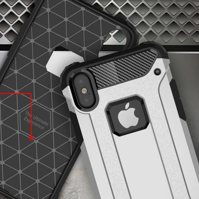 UTGATT4 - Hybrid Armor Mobilskal till iPhone XS / X - Silver