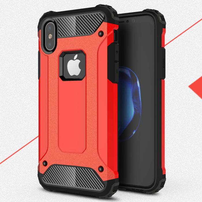 UTGATT4 - Hybrid Armor Mobilskal till Apple iPhone XS / X - Röd