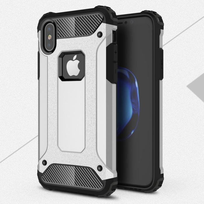 UTGATT4 - Hybrid Armor Mobilskal till iPhone XS / X - Silver