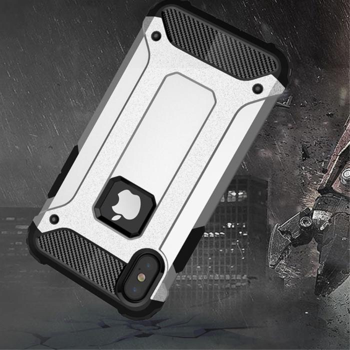 UTGATT4 - Hybrid Armor Mobilskal till iPhone XS / X - Silver
