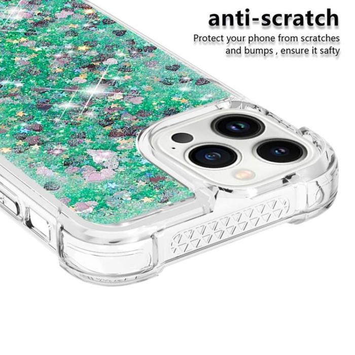 OEM - iPhone 14 Pro Max Skal Liquid Floating Glitter - Grön