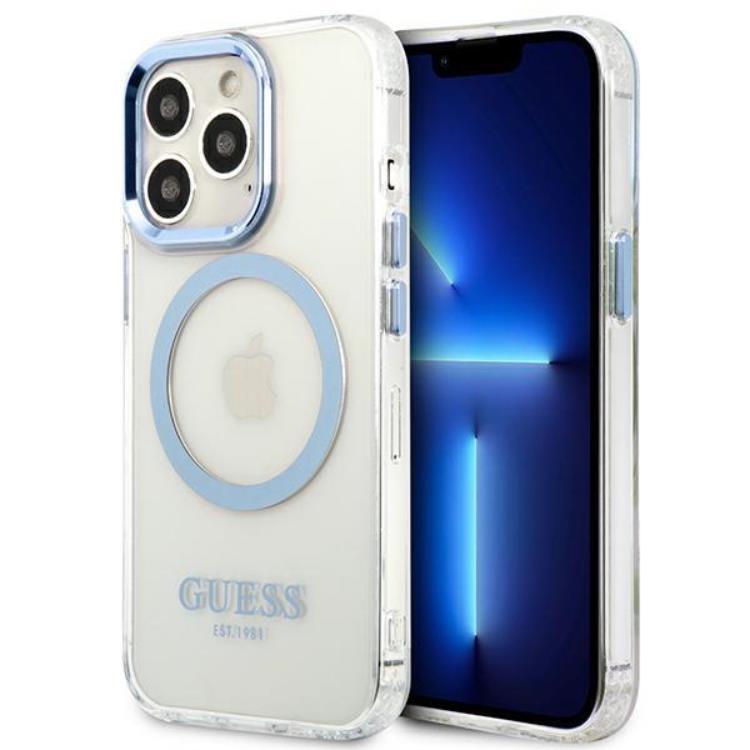 Guess iPhone 13 Pro Skal Magsafe Metal Outline - Blå | 2353 | AlltMobil