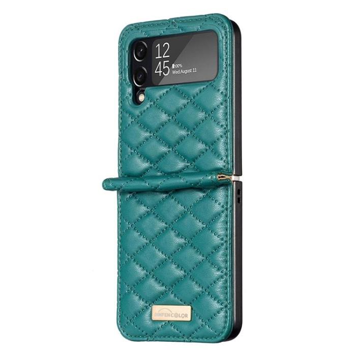BINFEN COLOR - BINFEN COLOR Galaxy Z Flip 4 Skal Rhombus - Grön