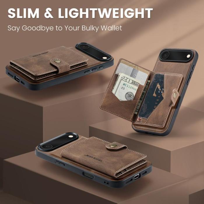 OEM - JEEHOOD iPhone Air Mobilskal KonstLäder + Plast Avtagbar - Brun