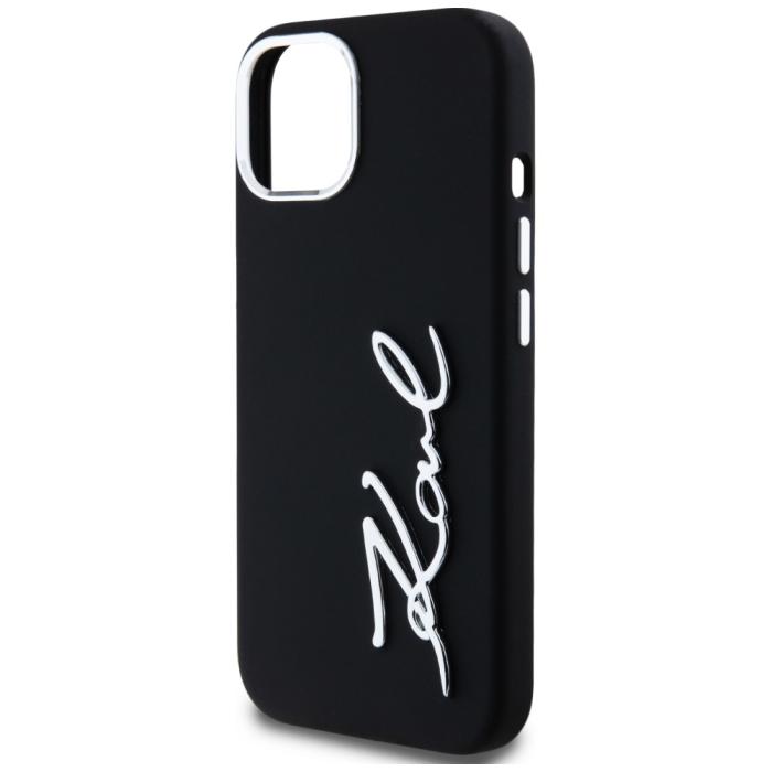 KARL LAGERFELD - Karl Lagerfeld Mobilskal till iPhone 15 MagSafe Silicone Metal Script Logo