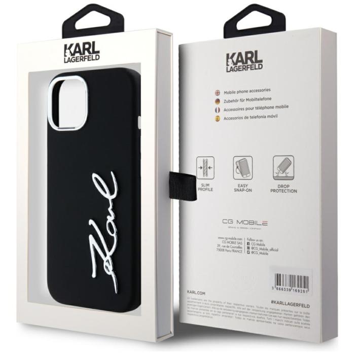 KARL LAGERFELD - Karl Lagerfeld Mobilskal till iPhone 15 MagSafe Silicone Metal Script Logo