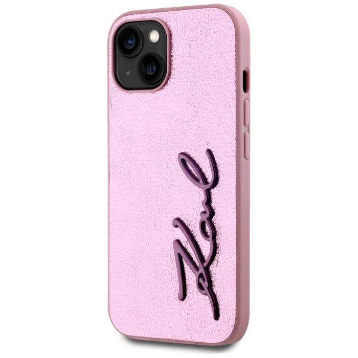 KARL LAGERFELD - Karl Lagerfeld Mobilskal till iPhone 15 MagSafe Wrinkled Metal Signature