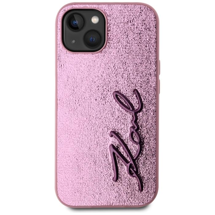 KARL LAGERFELD - Karl Lagerfeld Mobilskal till iPhone 15 MagSafe Wrinkled Metal Signature