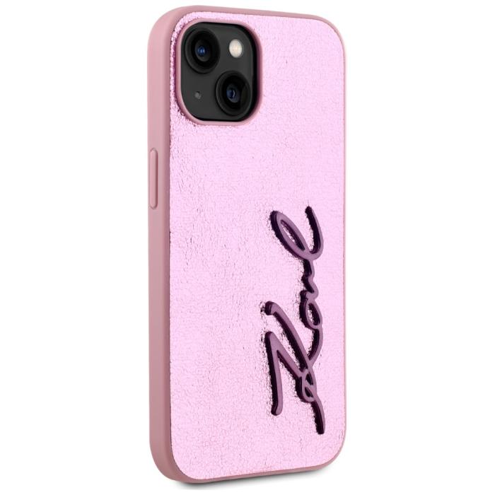 KARL LAGERFELD - Karl Lagerfeld Mobilskal till iPhone 15 MagSafe Wrinkled Metal Signature