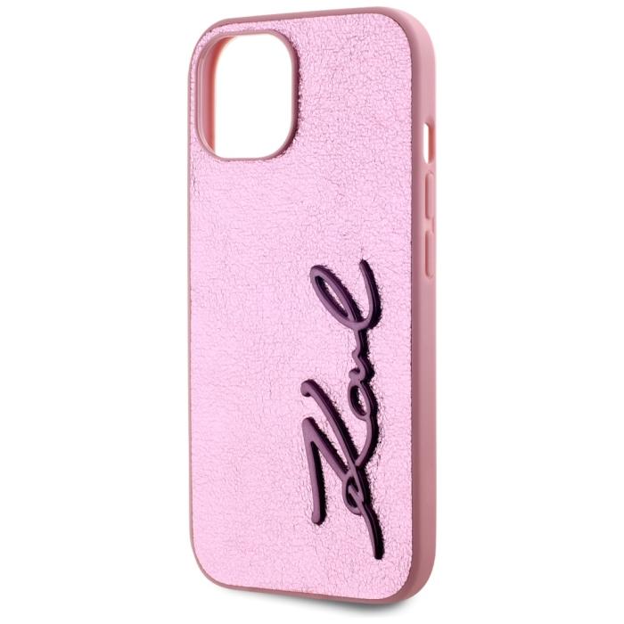 KARL LAGERFELD - Karl Lagerfeld Mobilskal till iPhone 15 MagSafe Wrinkled Metal Signature