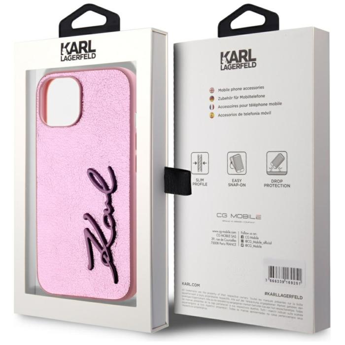 KARL LAGERFELD - Karl Lagerfeld Mobilskal till iPhone 15 MagSafe Wrinkled Metal Signature