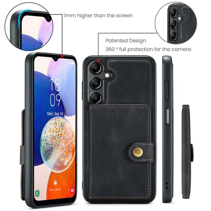 OEM - JEEHOOD Samsung Galaxy A14 4G/5G Mobilskal KonstLäder - Svart