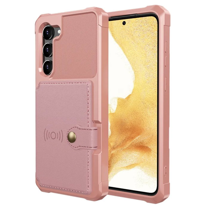 Taltech - Galaxy S23 Plus Mobilskal Korthållare Kickstand - Rosa