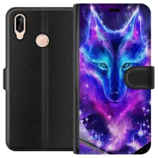 Gustaf - Pl&aring;nboksfodral till Huawei P20 lite med Neon Varg