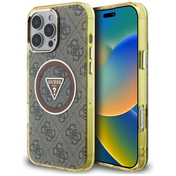 Guess - Guess iPhone 16 Pro Mobilskal Magsafe Glitter - Brun