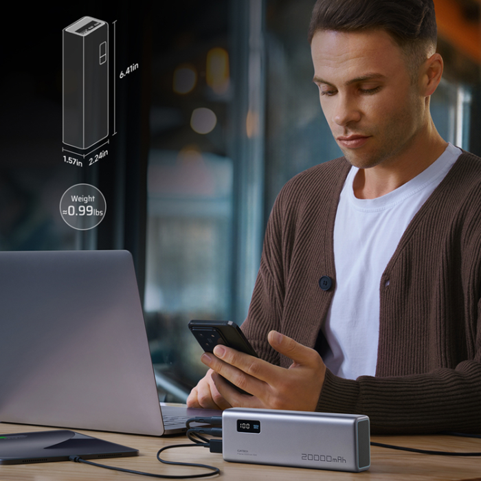 Cuktech - Cuktech Powerbank 20000 mAh 150W 2xUSB-C USB-A - Grå