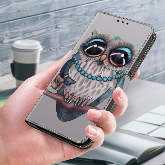 OEM - Samsung Galaxy A37 Plånboksfodral Flip Konstläder Mönstertryck - Vit