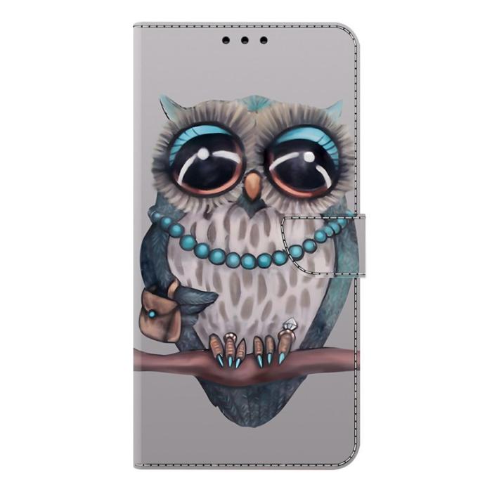 OEM - Samsung Galaxy A37 Plånboksfodral Flip Konstläder Mönstertryck - Vit