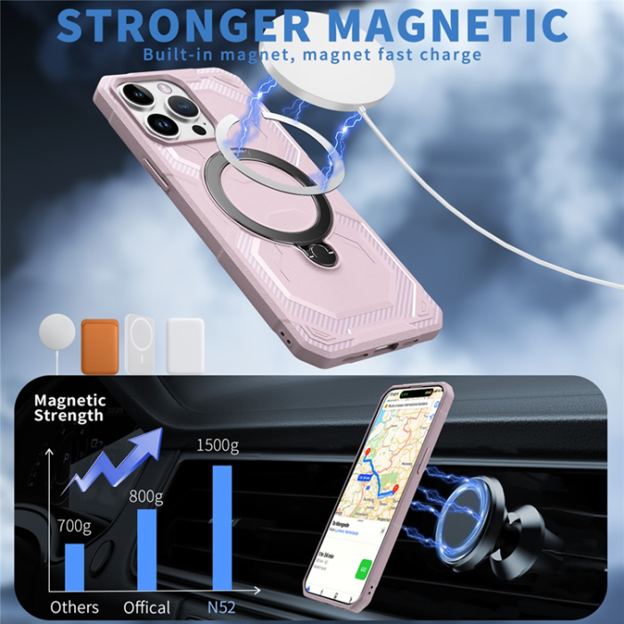 A-One Brand - iPhone 14 Pro Mobilskal MagSafe Kickstand TPU + PC - Rosa