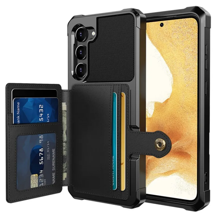 A-One Brand - Galaxy S23 Mobilskal Korthållare ZM03 PU-Läder - Svart