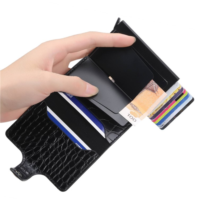 BAELLERRY - BAELLERRY Korthållare RFID Automatic Pop Up Crocodile - Coffee