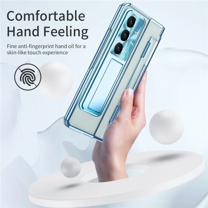 A-One Brand - Galaxy Z Fold7 Mobilskal Kickstand med Skärmskydd - Blå