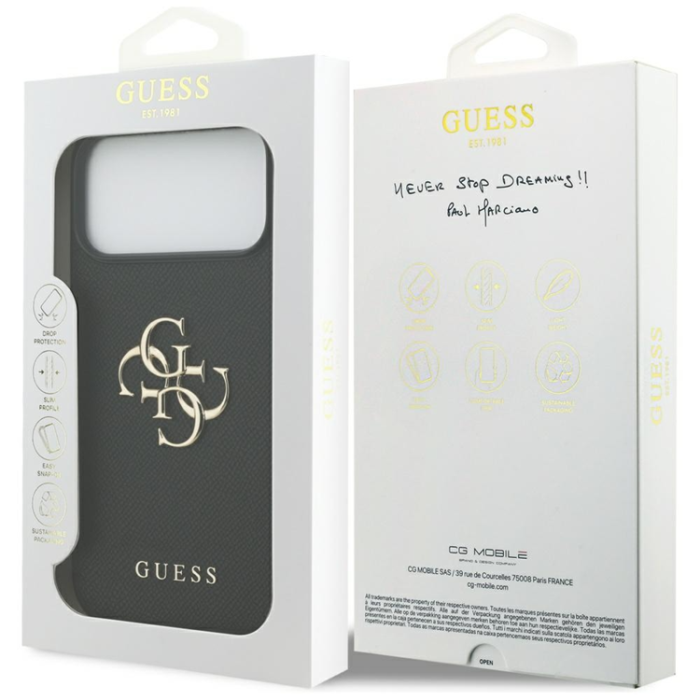 Guess - Guess iPhone 17 Pro Max Mobilskal Grained Classic Logo - Svart