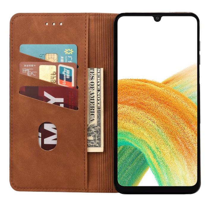 OEM - ABEEL Samsung Galaxy A55 5G Plånboksfodral Konstläder Stötskydd - Brun