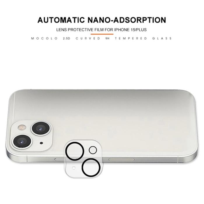 Mocolo - Mocolo iPhone 15 Kameralinsskydd i Härdat glas Silk Printing HD