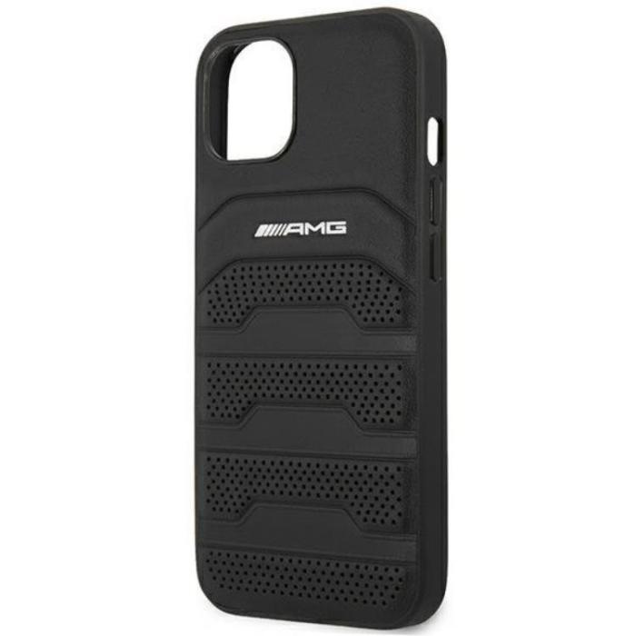 AMG - AMG iPhone 14 Plus Skal Läder Debossed Lines - Svart