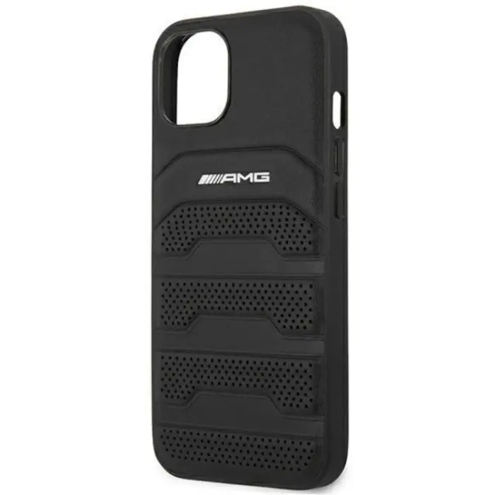 AMG - AMG iPhone 14 Plus Skal Läder Debossed Lines - Svart