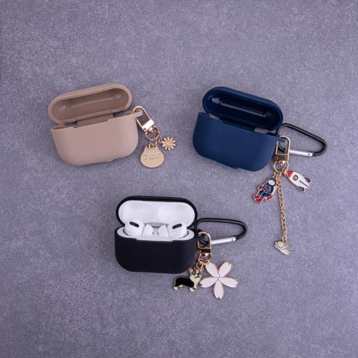 OEM - AirPods/AirPods 2 Fodral Mörkblått med Hänge - Skyddande Etui