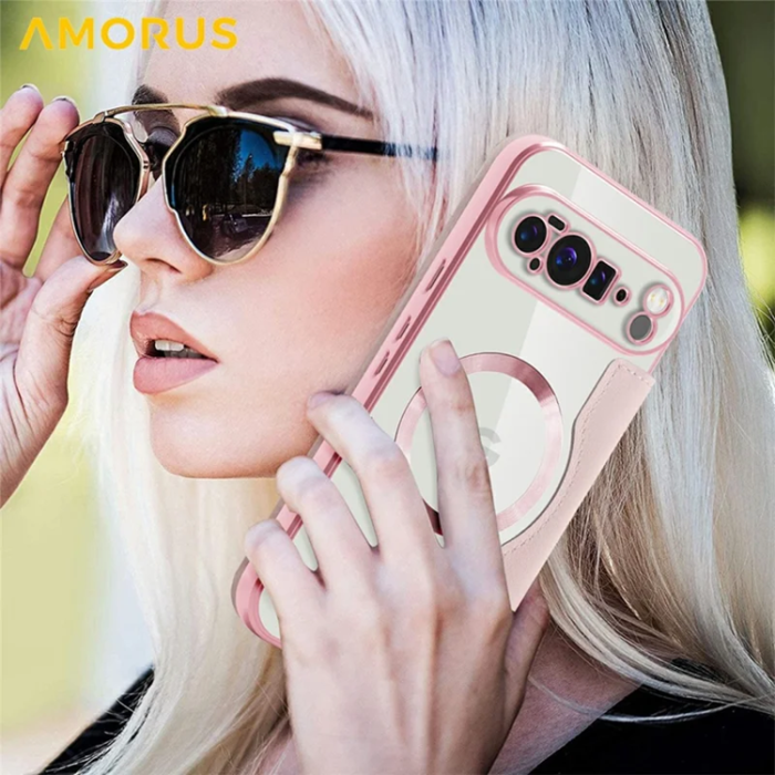 AMORUS - AMORUS Google Pixel 10 Pro XL Plånboksfodral Magsafe RFID - Rosa