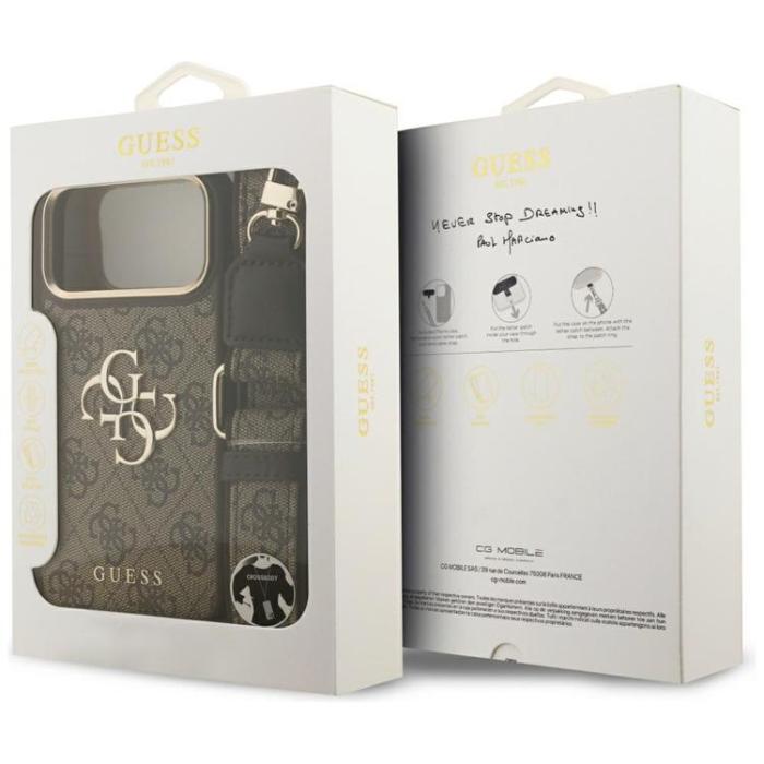Guess - Guess iPhone 17 Pro Max Mobilskal 4G Big Classic Logo Big Strap Metal - Brun