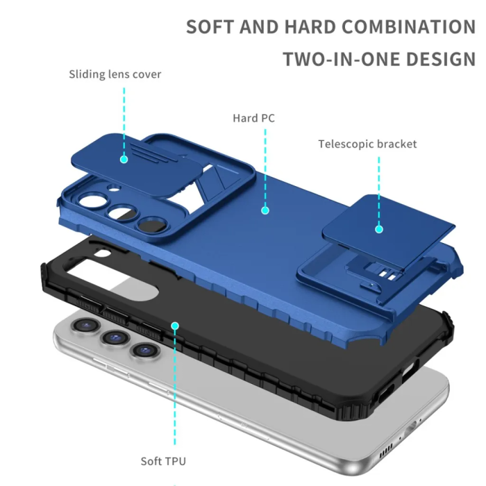 Taltech - Galaxy S23 Mobilskal Kickstand - Blå