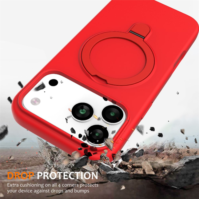 A-One Brand - iPhone 17 Pro Mobiskal MagSafe Kickstand PC + Silikon - Röd