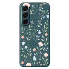 A-One Brand - Galaxy A17 Mobilskal Pink Blue Flowers Straight Edge - Grön