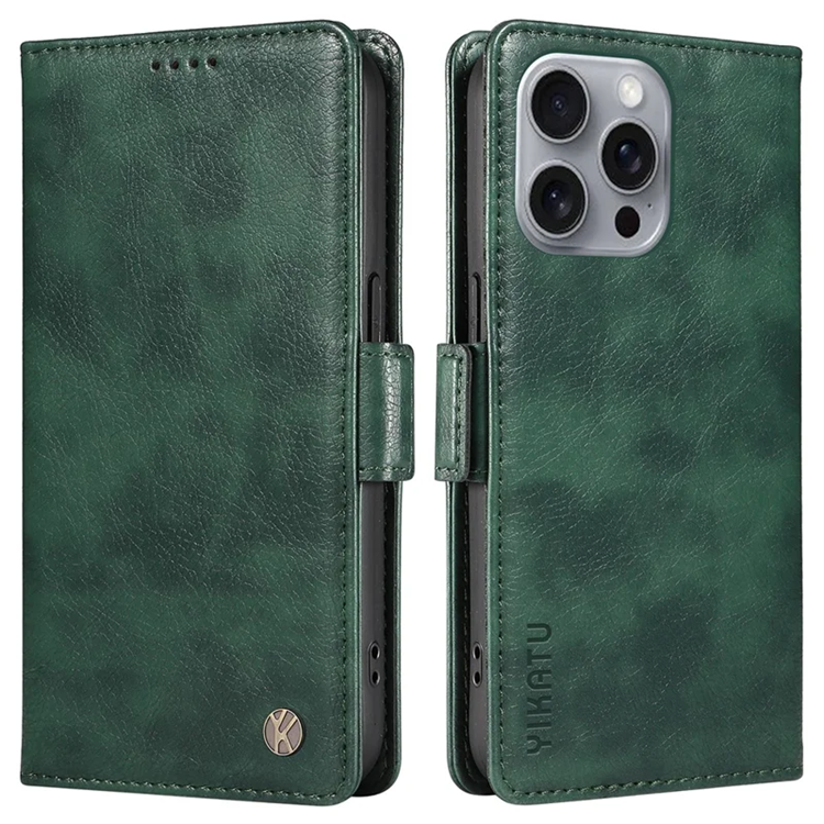 YIKATU iPhone 16 Pro Max Plånboksfodral Litchi Texture - Grön | 2353 | AlltMobil