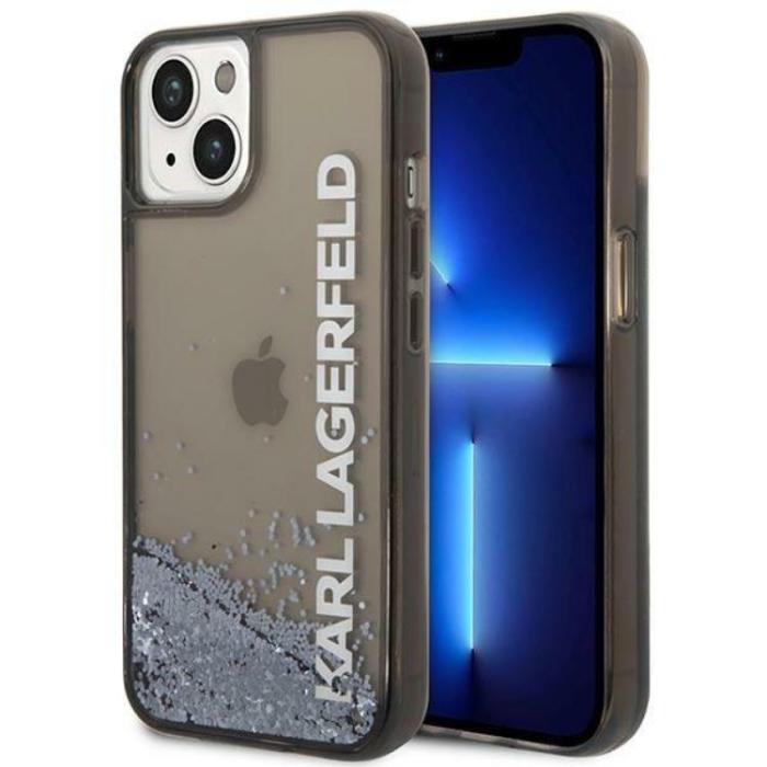 KARL LAGERFELD - Karl Lagerfeld iPhone 14 Skal Liquid Glitter Elong - Svart