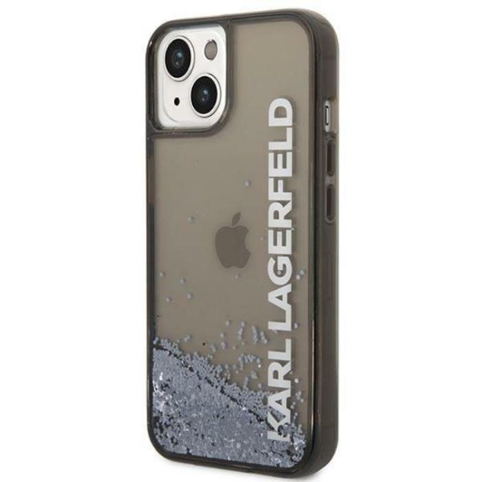 KARL LAGERFELD - Karl Lagerfeld iPhone 14 Skal Liquid Glitter Elong - Svart