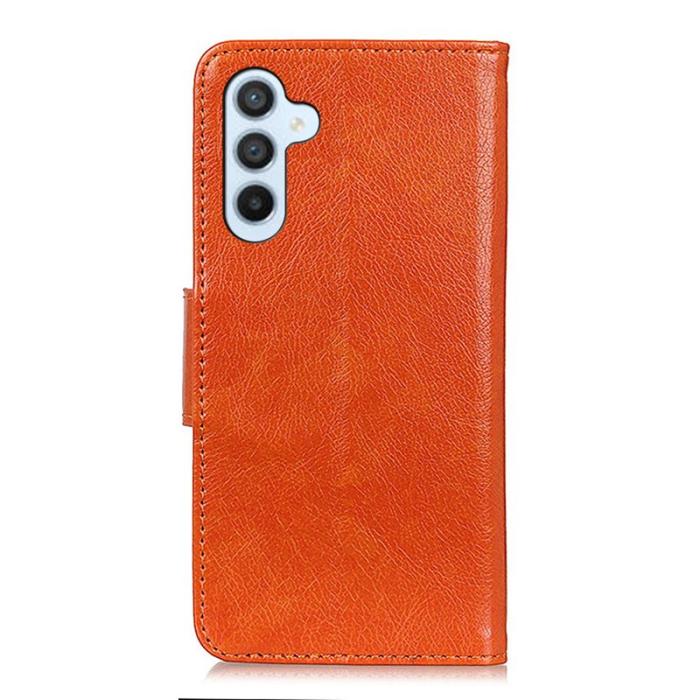 OEM - Samsung Galaxy A57 Plånboksfodral Äkta Läder RFID Skydd - Orange