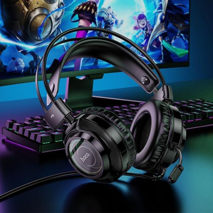 Hoco - Hoco On-Ear Gaming Hörlurar USB-A/Jack 3.5mm - Svart