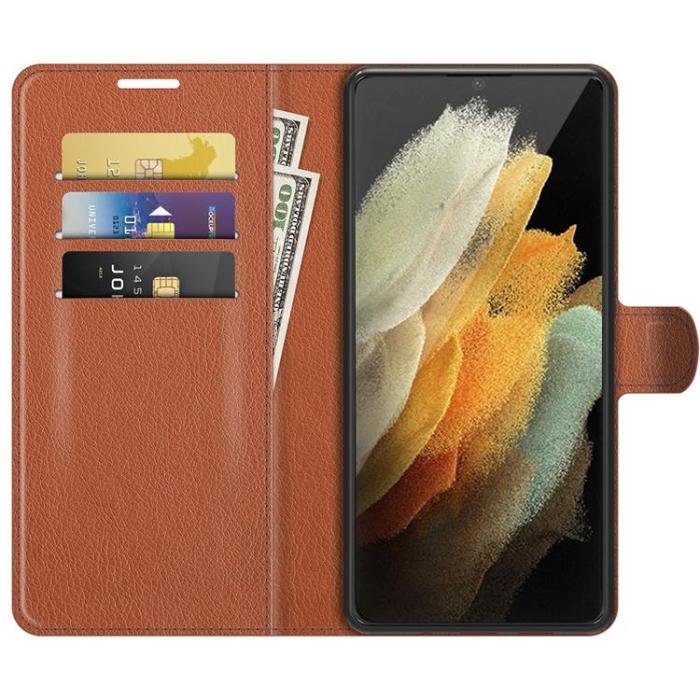 OEM - Litchi Magnetic Fodral Galaxy S22 Ultra 5G - Brun