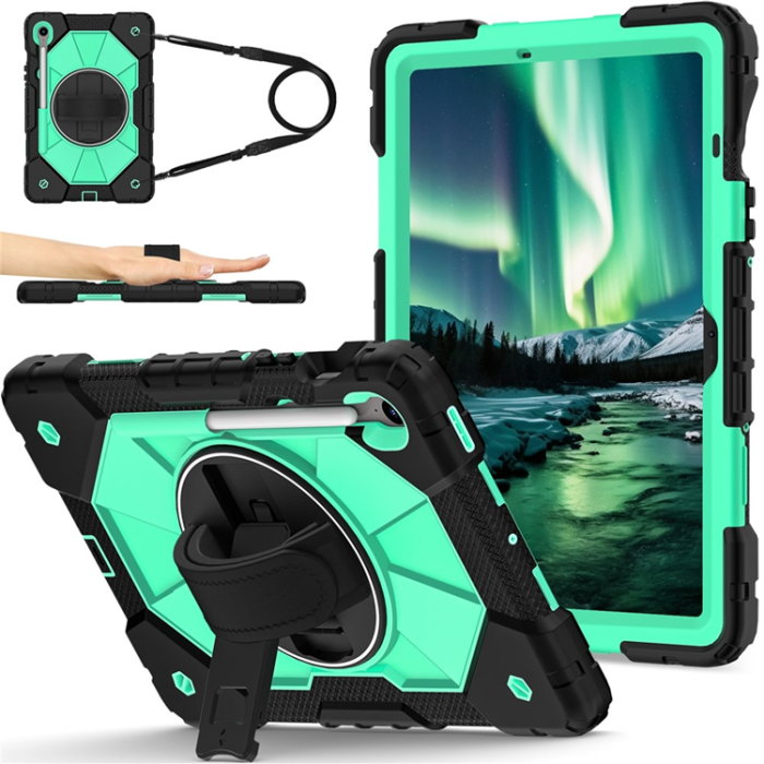 A-One Brand - Galaxy Tab S10 FE/S9 FE/S9 Skal Kickstand med Rem - Mintgrön