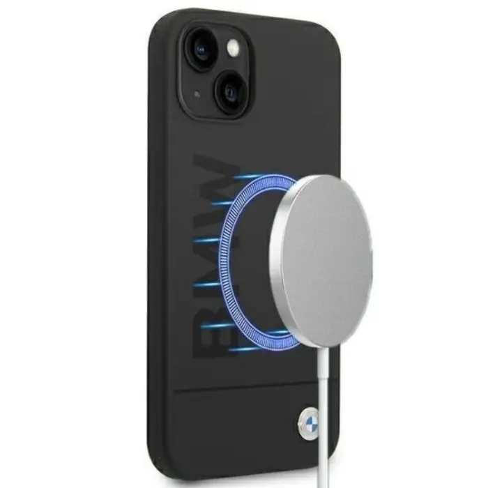 BMW - BMW iPhone 14 Plus Skal Magsafe Silicone Signature Logo - Svart