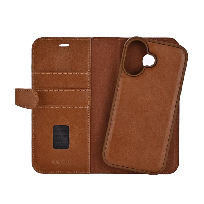 BUFFALO - BUFFALO iPhone 17 Plånboksfodral MagSafe 2-i-1 3 Kort - Brun